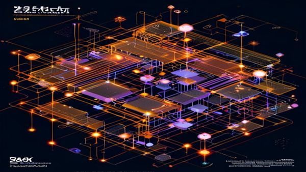2048核处理器片上网络拓扑示意图，Mesh互联结构在橙色高亮下清晰展示核间通信路径与带宽分配
